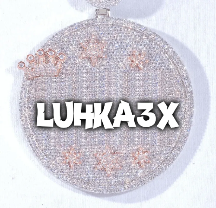 CUSTOM LETTER NECKLACE 3D BIG CROWN DISC sold by The GUU Shop