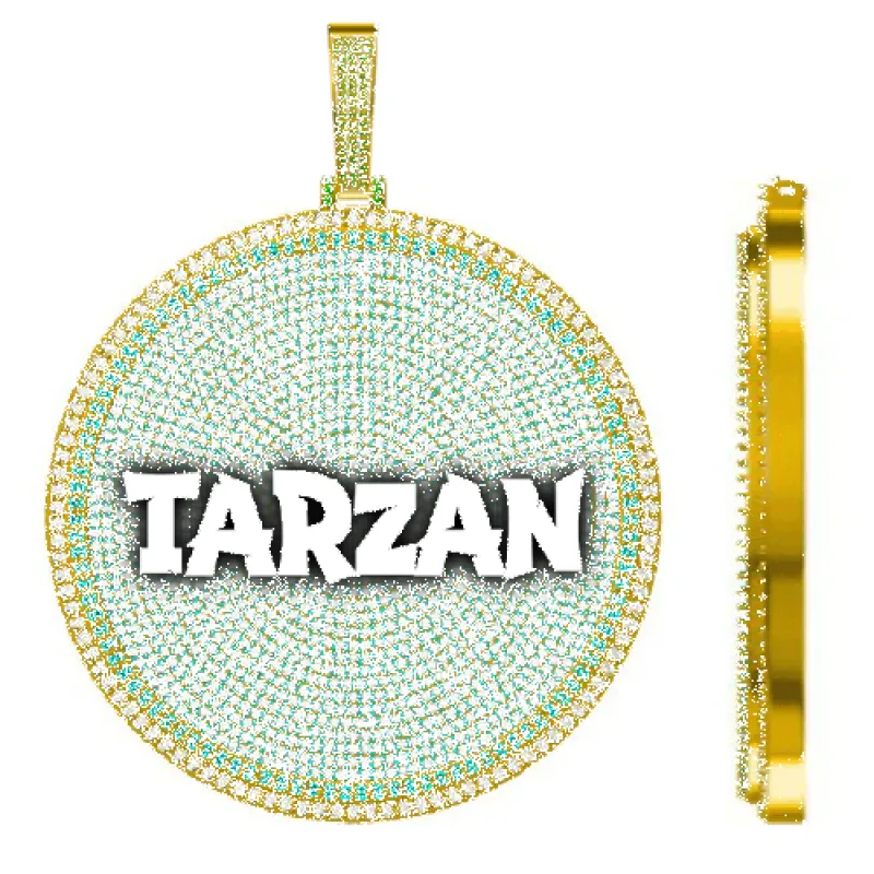 CUSTOM LETTER NECKLACE 3D BIG DISC sold by The GUU Shop