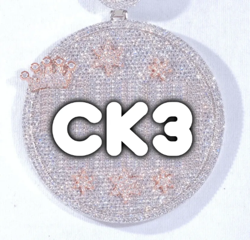 CUSTOM LETTER NECKLACE 3D BIG CROWN DISC sold by The GUU Shop