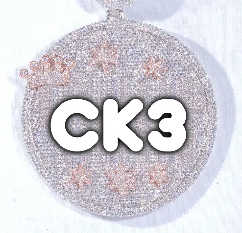 CUSTOM LETTER NECKLACE 3D BIG CROWN DISC sold by The GUU Shop