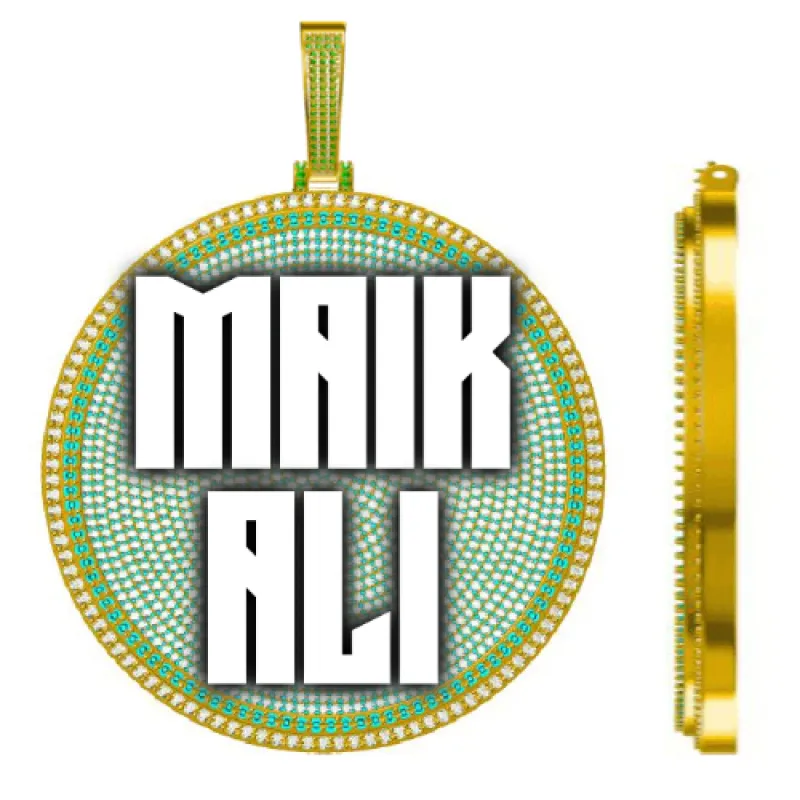 CUSTOM LETTER NECKLACE 3D BIG DISC sold by The GUU Shop