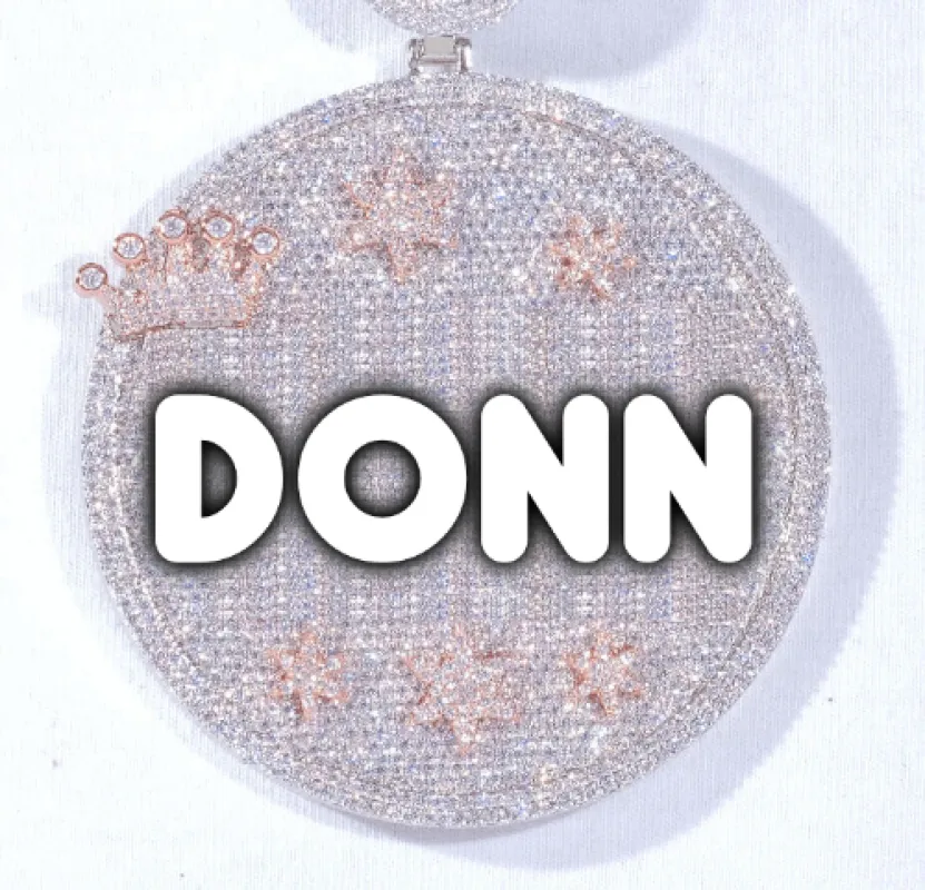 CUSTOM LETTER NECKLACE 3D BIG CROWN DISC sold by The GUU Shop