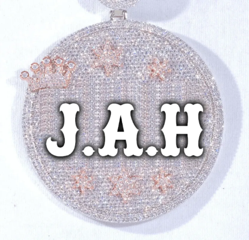 CUSTOM LETTER NECKLACE 3D BIG CROWN DISC sold by The GUU Shop