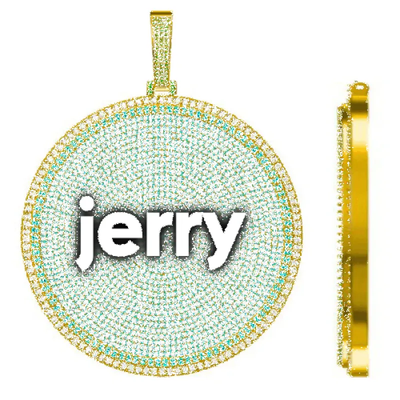 CUSTOM LETTER NECKLACE 3D BIG DISC sold by The GUU Shop