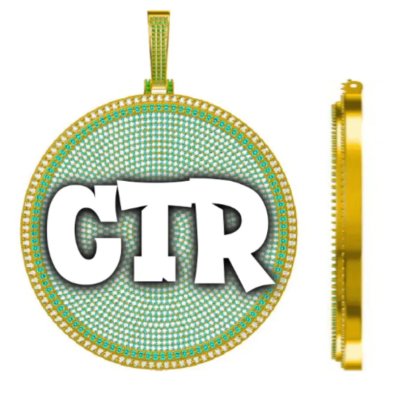 CUSTOM LETTER NECKLACE 3D BIG DISC sold by The GUU Shop