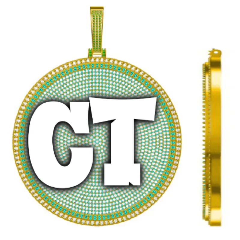 CUSTOM LETTER NECKLACE 3D BIG DISC sold by The GUU Shop