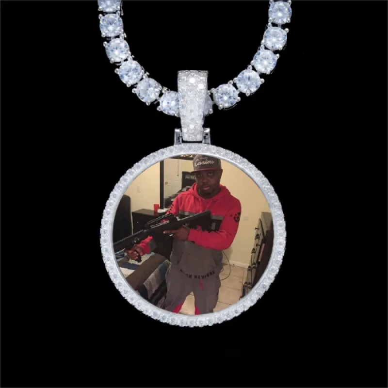 925S & VVS Moissanite 3D Circle Custom Picture Pendant sold by The GUU Shop