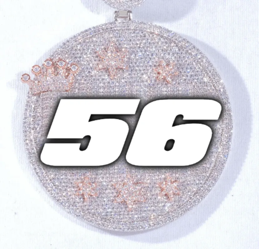 CUSTOM LETTER NECKLACE 3D BIG CROWN DISC sold by The GUU Shop