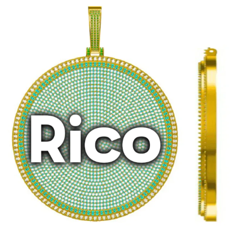 CUSTOM LETTER NECKLACE 3D BIG DISC sold by The GUU Shop