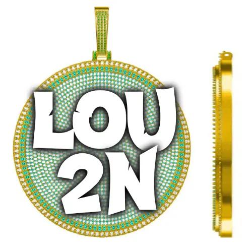 CUSTOM LETTER NECKLACE 3D BIG DISC sold by The GUU Shop