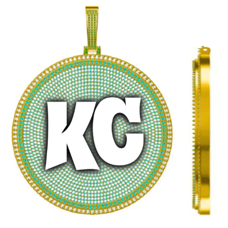 CUSTOM LETTER NECKLACE 3D BIG DISC sold by The GUU Shop