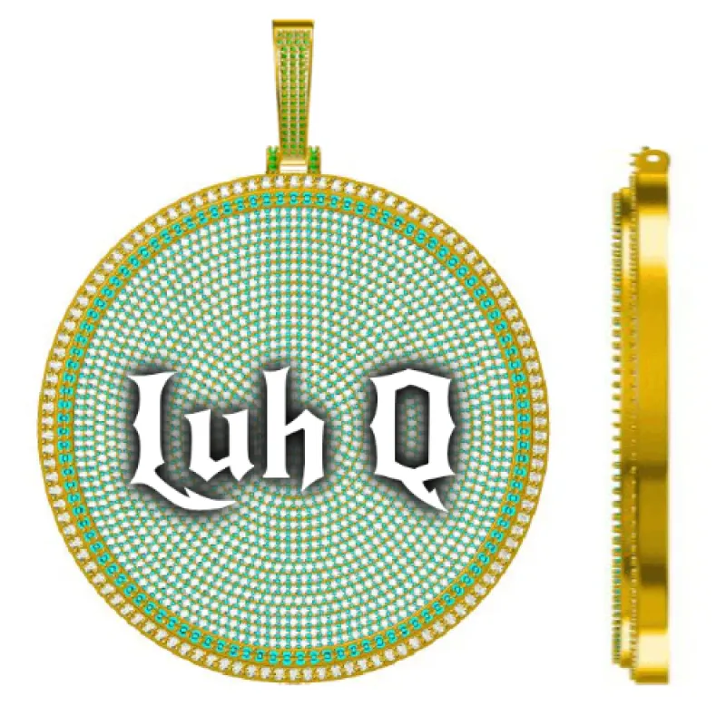 CUSTOM LETTER NECKLACE 3D BIG DISC sold by The GUU Shop