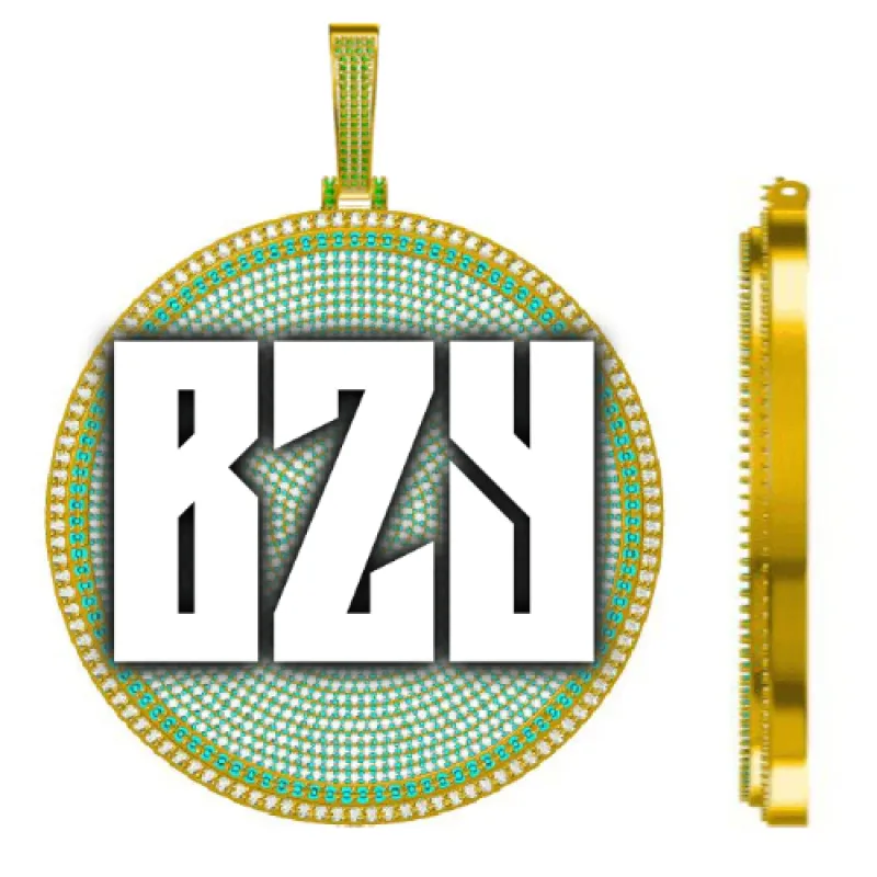 CUSTOM LETTER NECKLACE 3D BIG DISC sold by The GUU Shop