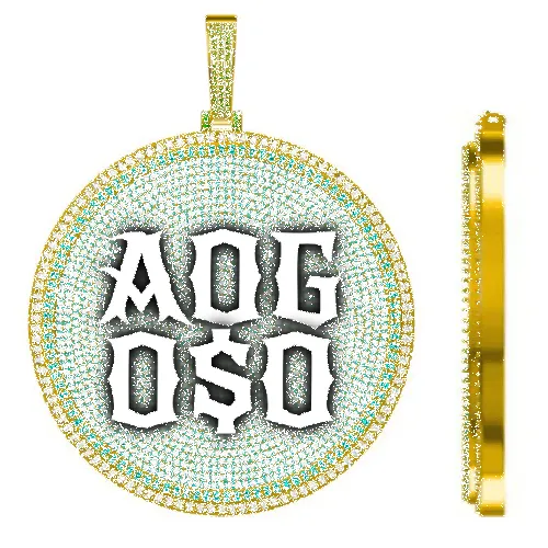 CUSTOM LETTER NECKLACE 3D BIG DISC sold by The GUU Shop