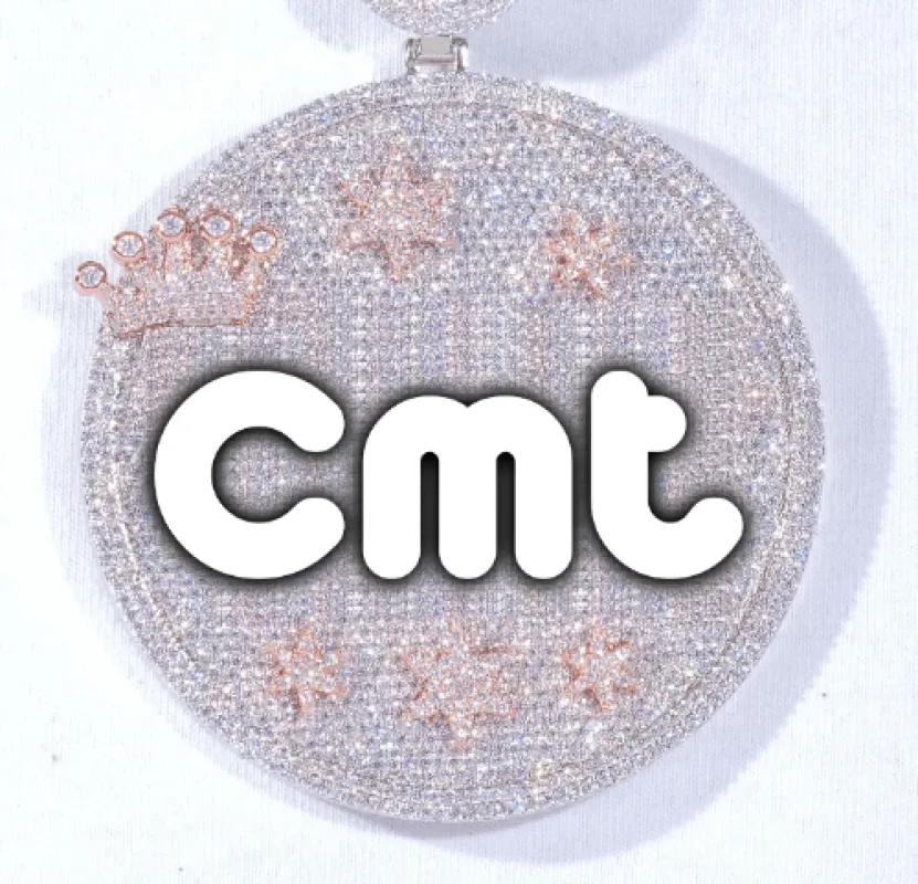 CUSTOM LETTER NECKLACE 3D BIG CROWN DISC sold by The GUU Shop