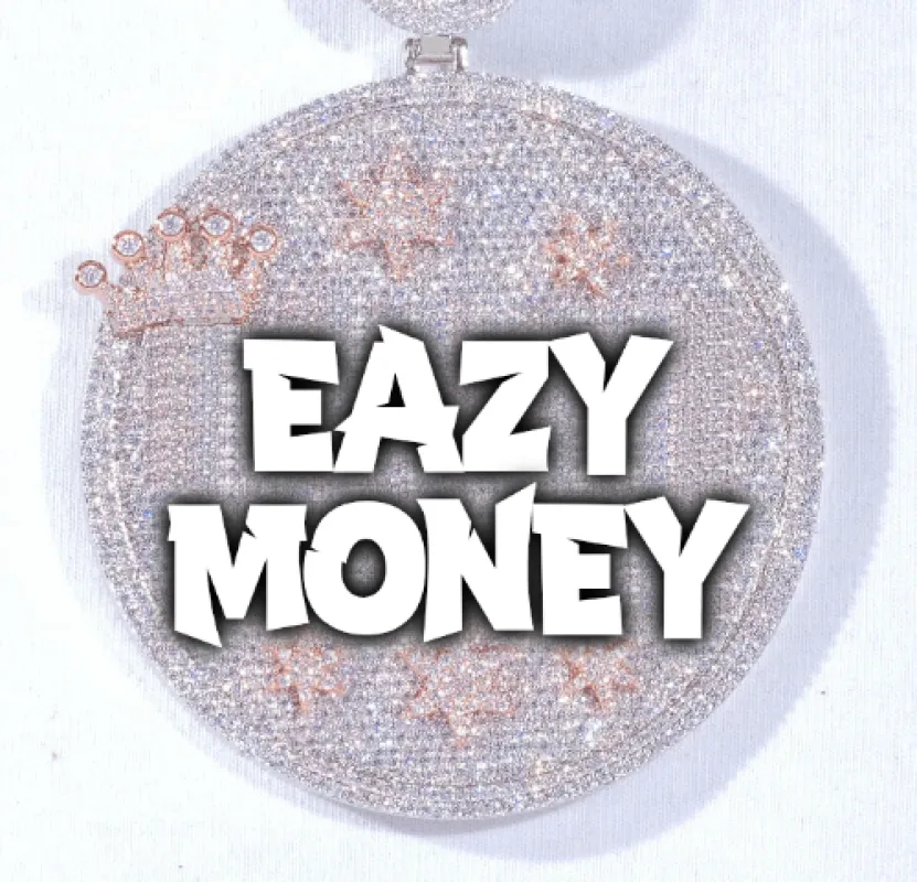 CUSTOM LETTER NECKLACE 3D BIG CROWN DISC sold by The GUU Shop