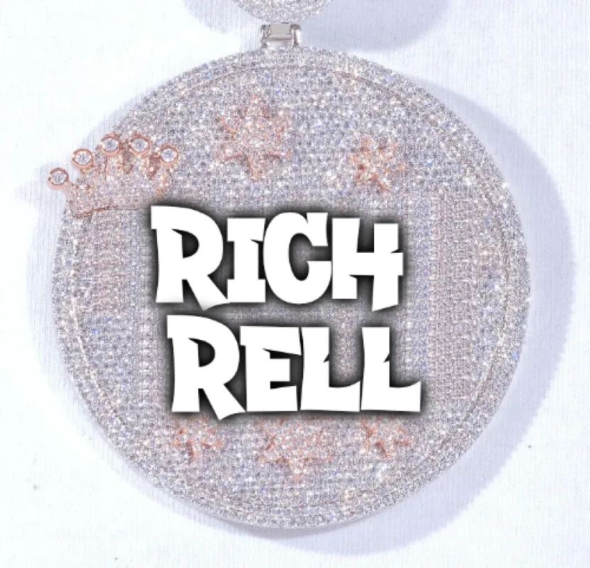 CUSTOM LETTER NECKLACE 3D BIG CROWN DISC sold by The GUU Shop