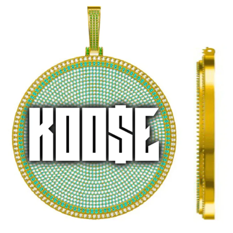 CUSTOM LETTER NECKLACE 3D BIG DISC sold by The GUU Shop