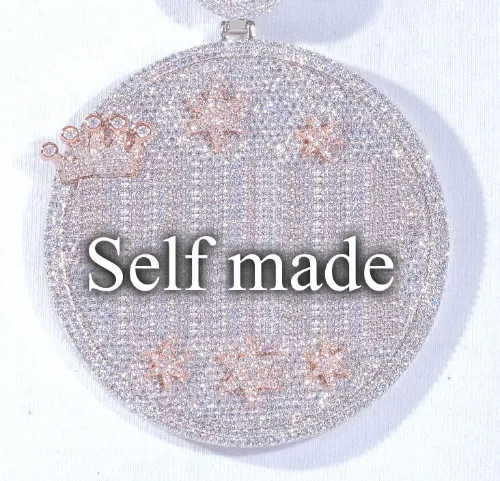 CUSTOM LETTER NECKLACE 3D BIG CROWN DISC sold by The GUU Shop