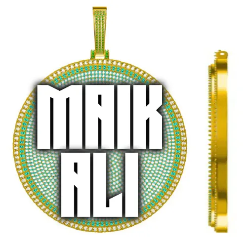 CUSTOM LETTER NECKLACE 3D BIG DISC sold by The GUU Shop