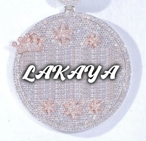 CUSTOM LETTER NECKLACE 3D BIG CROWN DISC sold by The GUU Shop