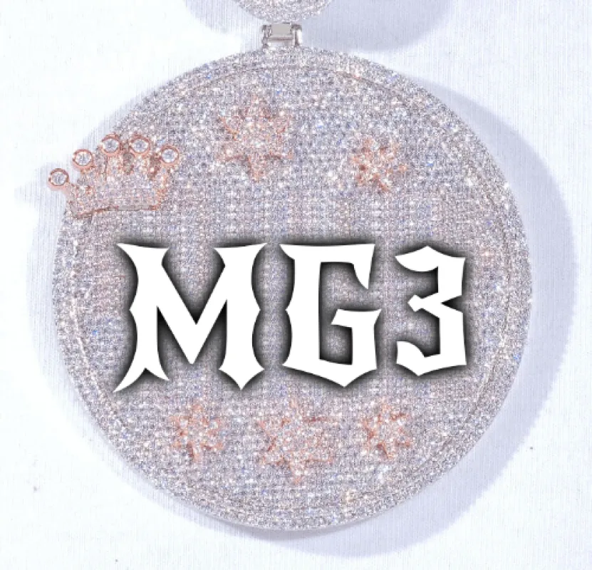 CUSTOM LETTER NECKLACE 3D BIG CROWN DISC sold by The GUU Shop