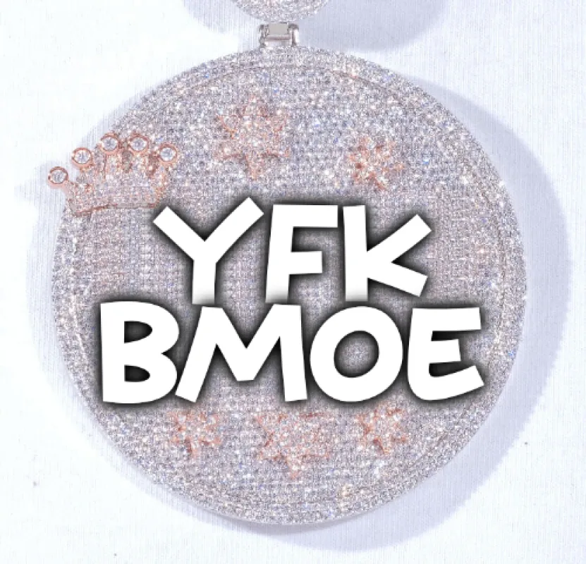 CUSTOM LETTER NECKLACE 3D BIG CROWN DISC sold by The GUU Shop