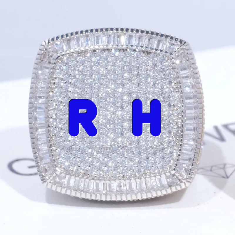 CUSTOM LETTER 3D ICED RING sold by The GUU Shop