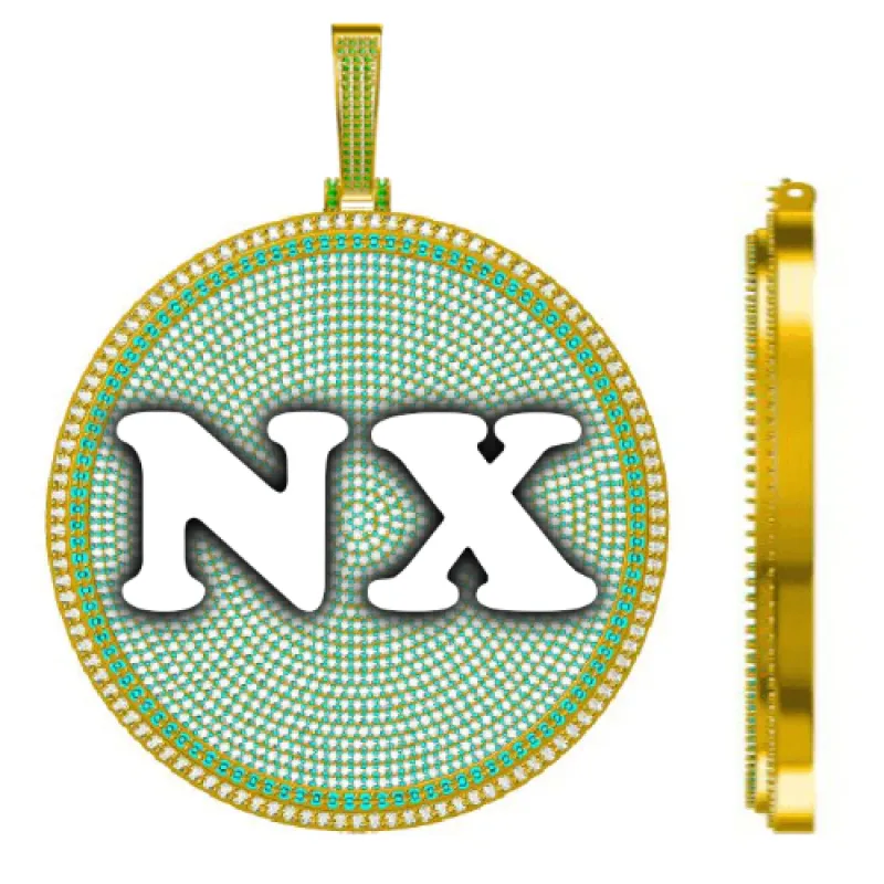 CUSTOM LETTER NECKLACE 3D BIG DISC sold by The GUU Shop