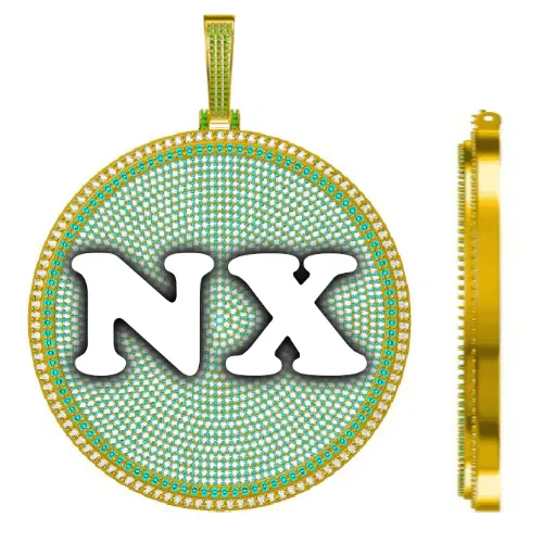 CUSTOM LETTER NECKLACE 3D BIG DISC sold by The GUU Shop