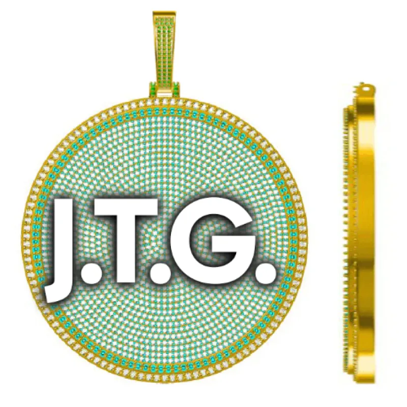 CUSTOM LETTER NECKLACE 3D BIG DISC sold by The GUU Shop