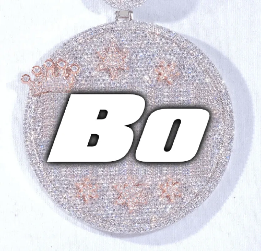 CUSTOM LETTER NECKLACE 3D BIG CROWN DISC sold by The GUU Shop