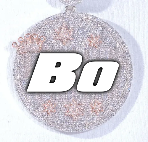 CUSTOM LETTER NECKLACE 3D BIG CROWN DISC sold by The GUU Shop