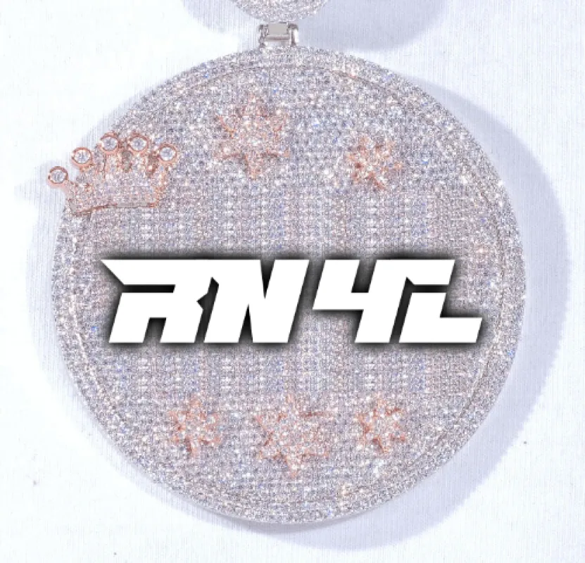 CUSTOM LETTER NECKLACE 3D BIG CROWN DISC sold by The GUU Shop