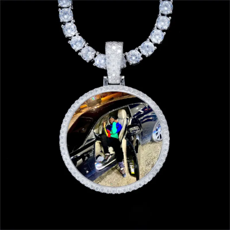 925S & VVS Moissanite 3D Circle Custom Picture Pendant sold by The GUU Shop