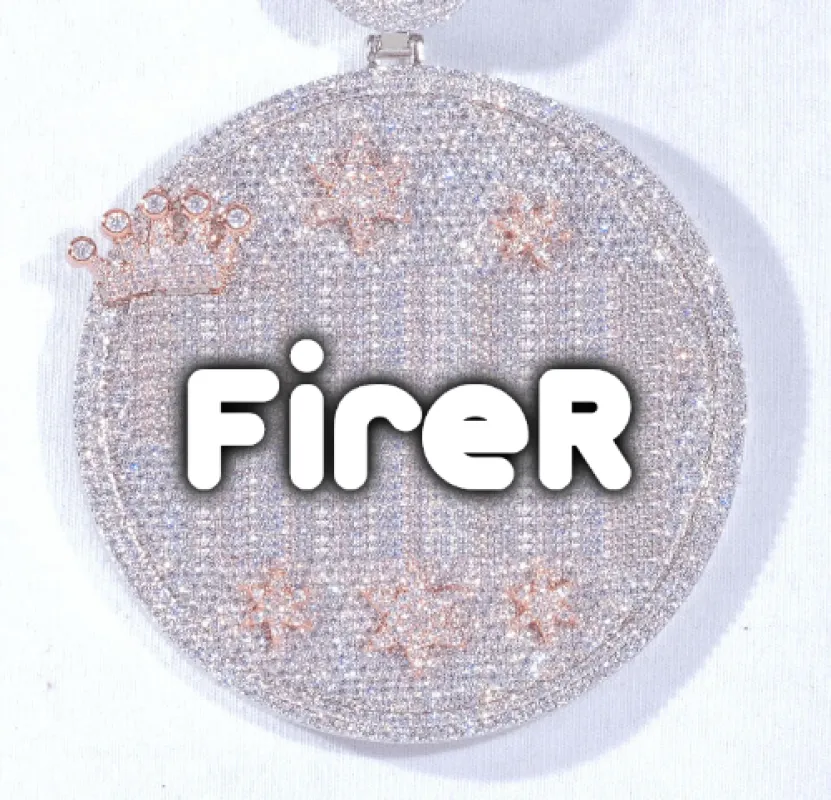 CUSTOM LETTER NECKLACE 3D BIG CROWN DISC sold by The GUU Shop