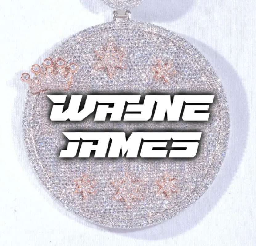 CUSTOM LETTER NECKLACE 3D BIG CROWN DISC sold by The GUU Shop