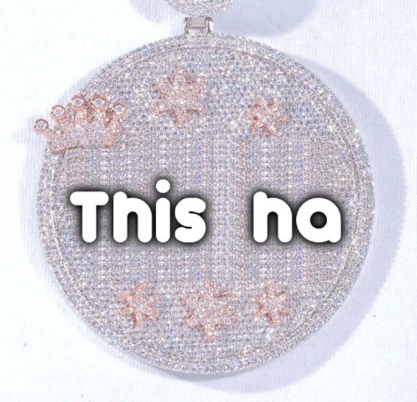 CUSTOM LETTER NECKLACE 3D BIG CROWN DISC sold by The GUU Shop