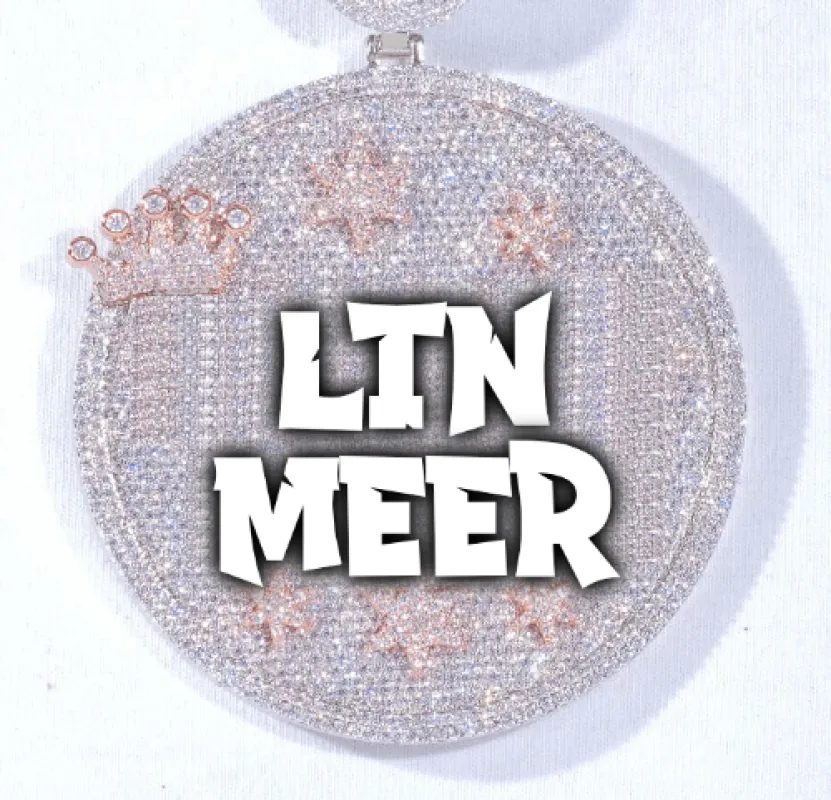 CUSTOM LETTER NECKLACE 3D BIG CROWN DISC sold by The GUU Shop