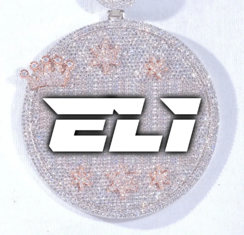 CUSTOM LETTER NECKLACE 3D BIG CROWN DISC sold by The GUU Shop