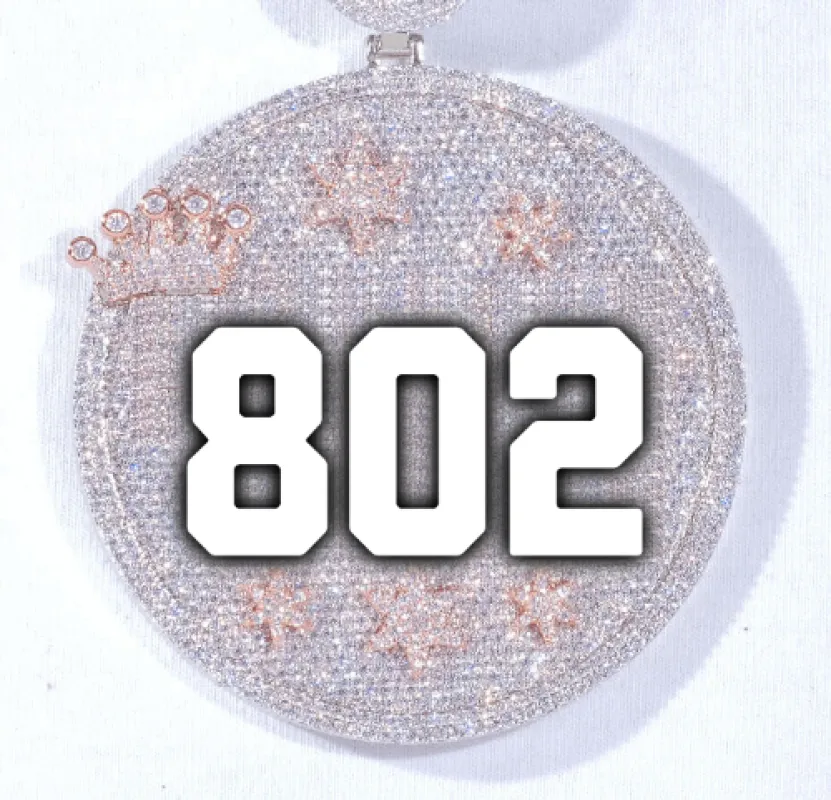 CUSTOM LETTER NECKLACE 3D BIG CROWN DISC sold by The GUU Shop