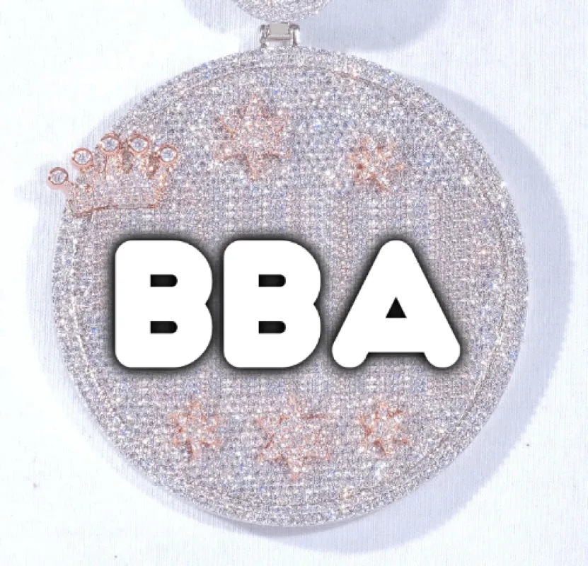 CUSTOM LETTER NECKLACE 3D BIG CROWN DISC sold by The GUU Shop