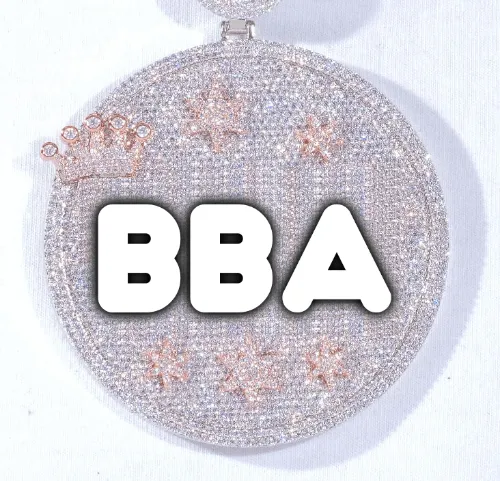 CUSTOM LETTER NECKLACE 3D BIG CROWN DISC sold by The GUU Shop