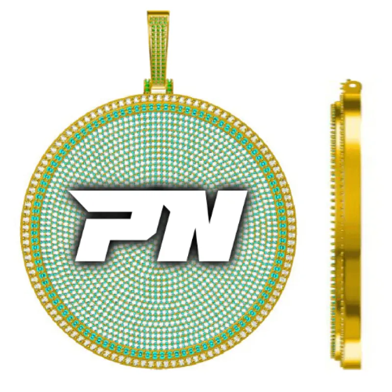 CUSTOM LETTER NECKLACE 3D BIG DISC sold by The GUU Shop