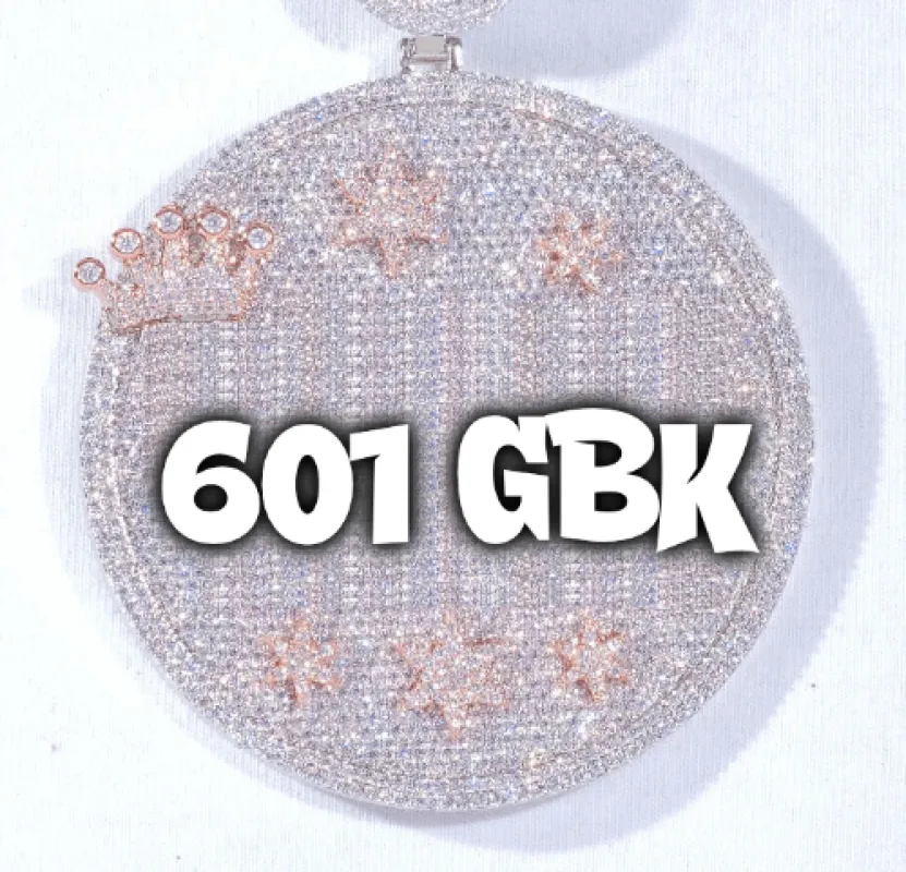 CUSTOM LETTER NECKLACE 3D BIG CROWN DISC sold by The GUU Shop