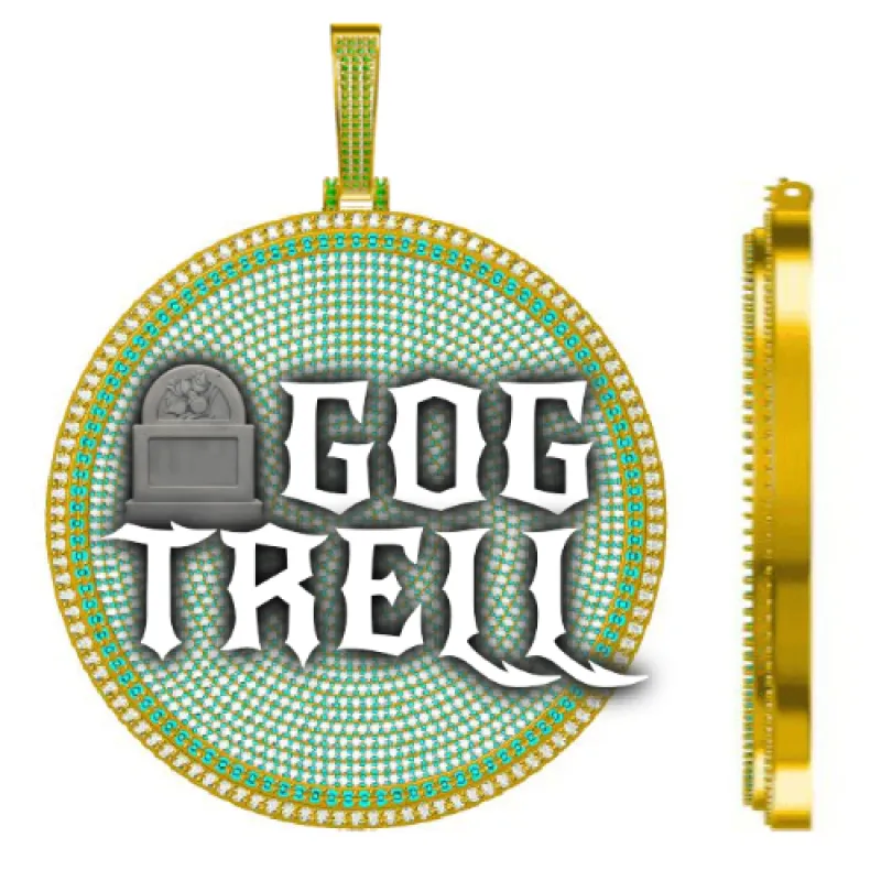 CUSTOM LETTER NECKLACE 3D BIG DISC sold by The GUU Shop