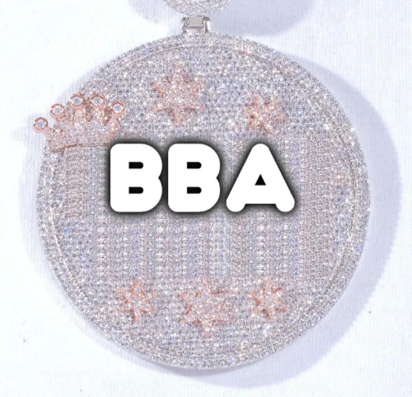 CUSTOM LETTER NECKLACE 3D BIG CROWN DISC sold by The GUU Shop