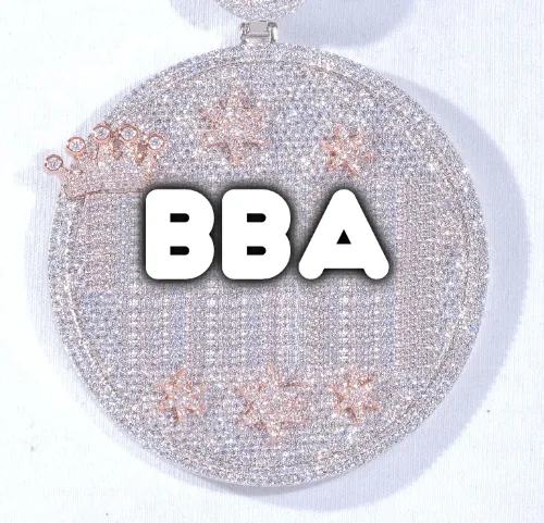 CUSTOM LETTER NECKLACE 3D BIG CROWN DISC sold by The GUU Shop