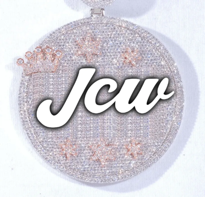 CUSTOM LETTER NECKLACE 3D BIG CROWN DISC sold by The GUU Shop