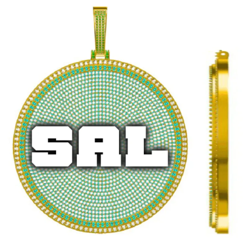 CUSTOM LETTER NECKLACE 3D BIG DISC sold by The GUU Shop